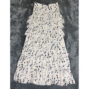Chelsea & Theodore Tiered Maxi Skirt White Polka Dot Size S